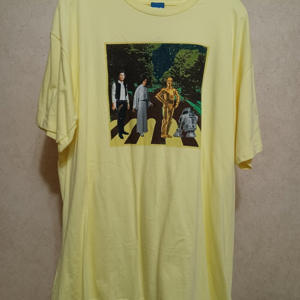 Lemon Yellow Star Wars Abbey Road Parody Yellow Graphic T-Shirt Mens XXL NWT